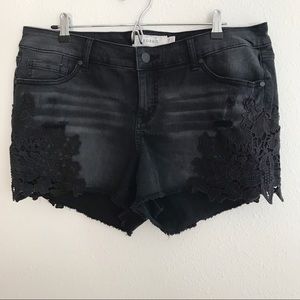 TORRID Black Jean Shorts with Lace